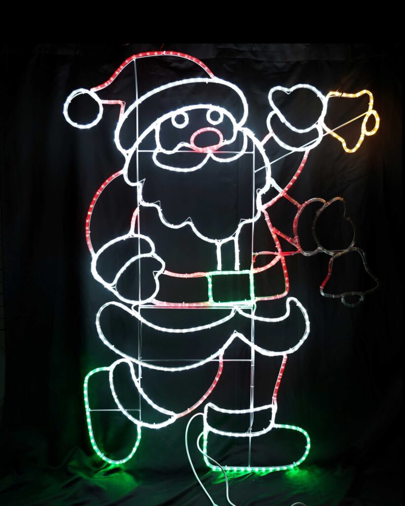 「ベルを持ったサンタクロースの2Dモチーフイルミネーションライト」