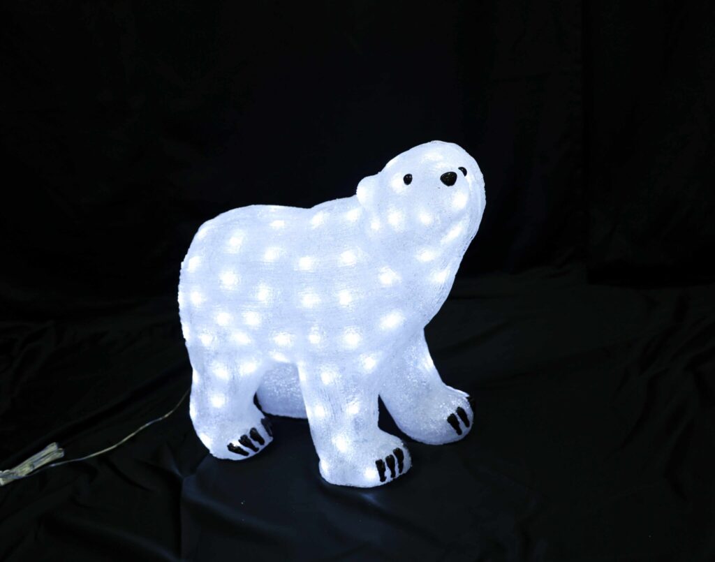 「優しい表情とフォルムのホワイトベア3Dイルミネーションライト。」