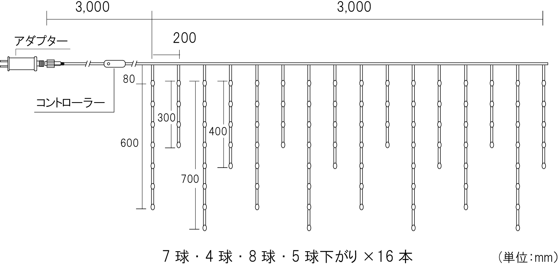 RGBジュエリーつららライト96球 アダプター付 【J96】 | クリスマス